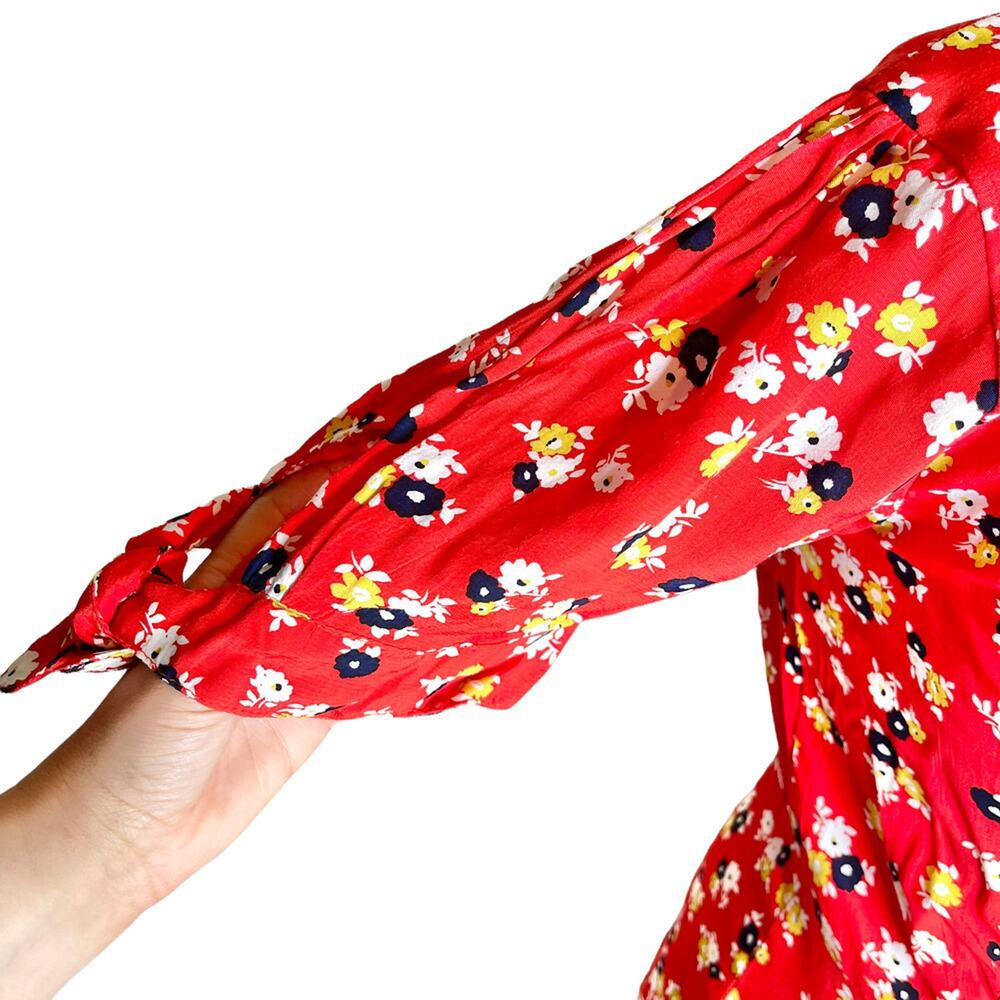Faithfull the Brand mini dress floral ruffle daphne flirty women's size 10 - Picture 7 of 12